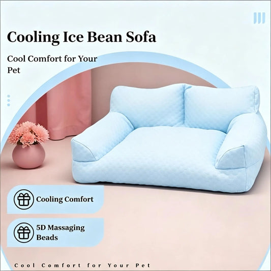Cool Your Pets Down! 🐾🥶 Discover our Ice Bead Pet Sofa with 22℃ Cooling Fabric and Massage Bumps – the perfect chill spot for small to medium fur babies! 🌟🌈