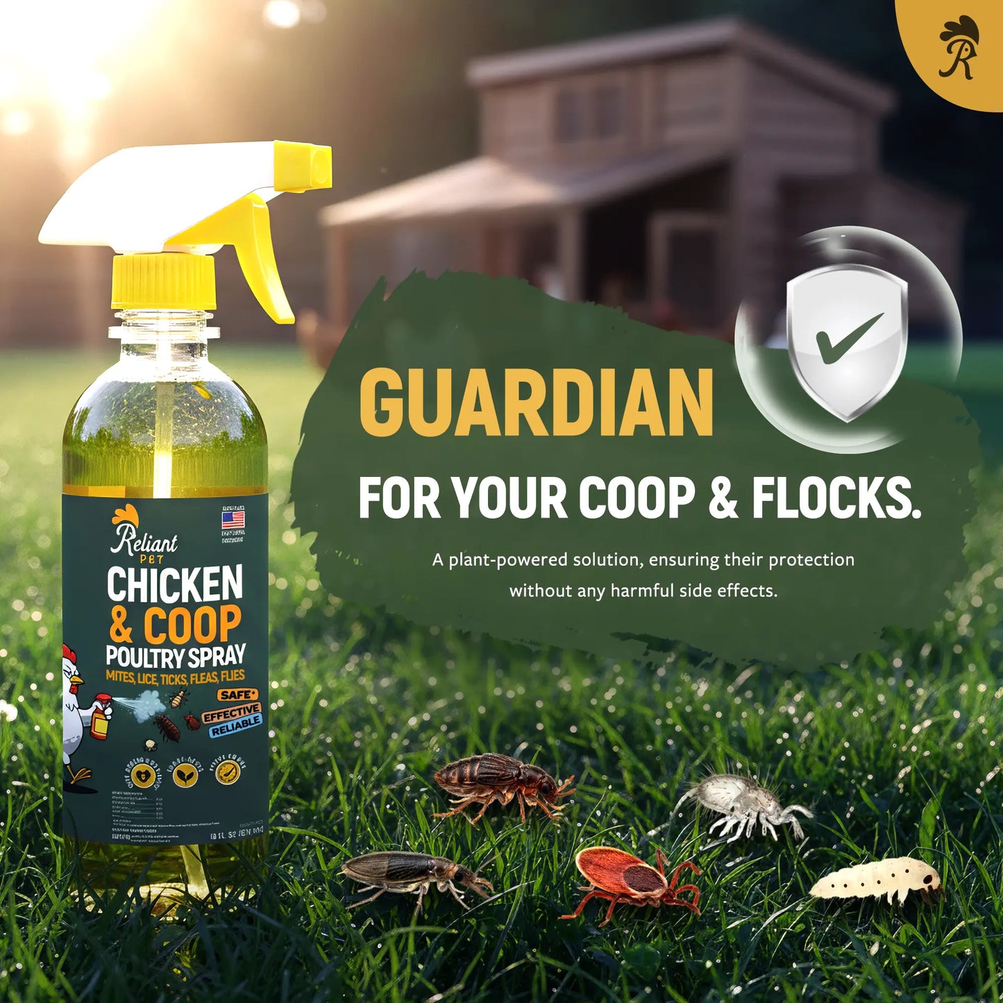 Say goodbye to pesky mites, lice, ticks, fleas, and flies with our Reliant Pet Chicken & Coop Spray! Safe for your chickens and no need to remove eggs. Grab it now during our Mother's Day & Father's Day Sale! Perfect for outdoor fun! 🐔🌼🎉