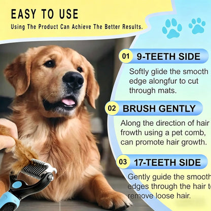 Ultimate Pet Detangling Comb & Grooming Brush - Effortless Shedding and Mat Removal for Happy, Healthy Pets