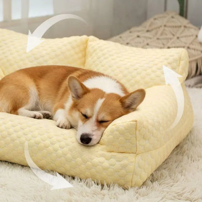 Cool Your Pets Down! 🐾🥶 Discover our Ice Bead Pet Sofa with 22℃ Cooling Fabric and Massage Bumps – the perfect chill spot for small to medium fur babies! 🌟🌈