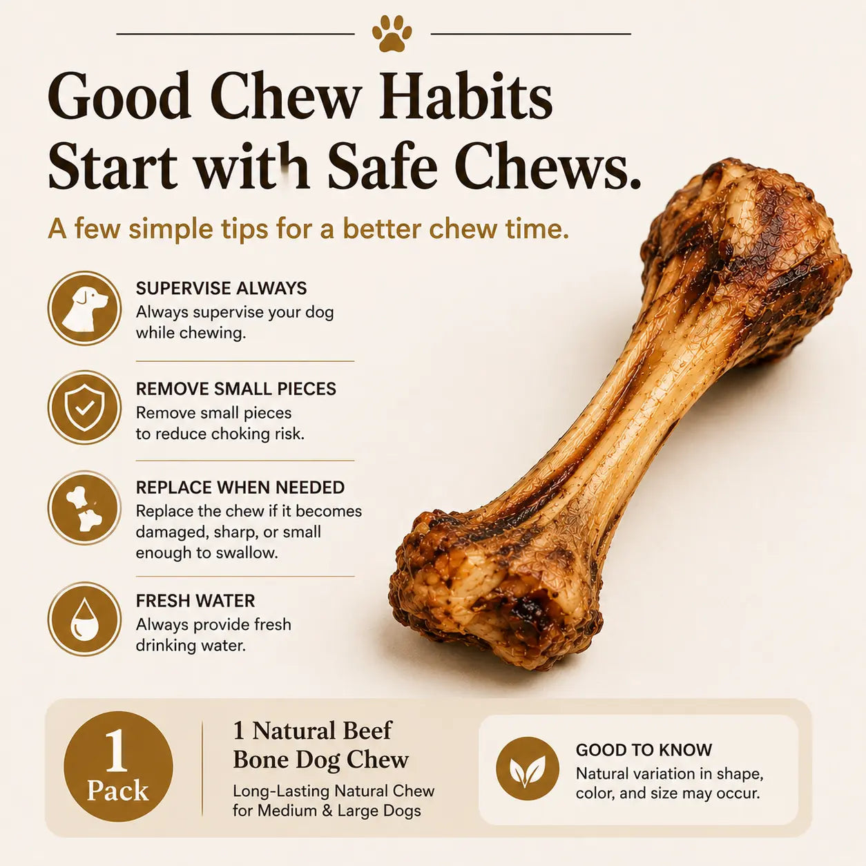 Give your pup the ultimate treat🌟 Natural Beef Bone Chew - Long-lasting, healthy, and perfect for medium & large dogs! 🐾#DogChew #HappyPup