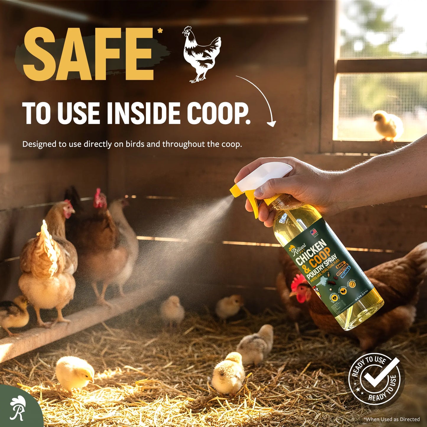 Say goodbye to pesky mites, lice, ticks, fleas, and flies with our Reliant Pet Chicken & Coop Spray! Safe for your chickens and no need to remove eggs. Grab it now during our Mother's Day & Father's Day Sale! Perfect for outdoor fun! 🐔🌼🎉