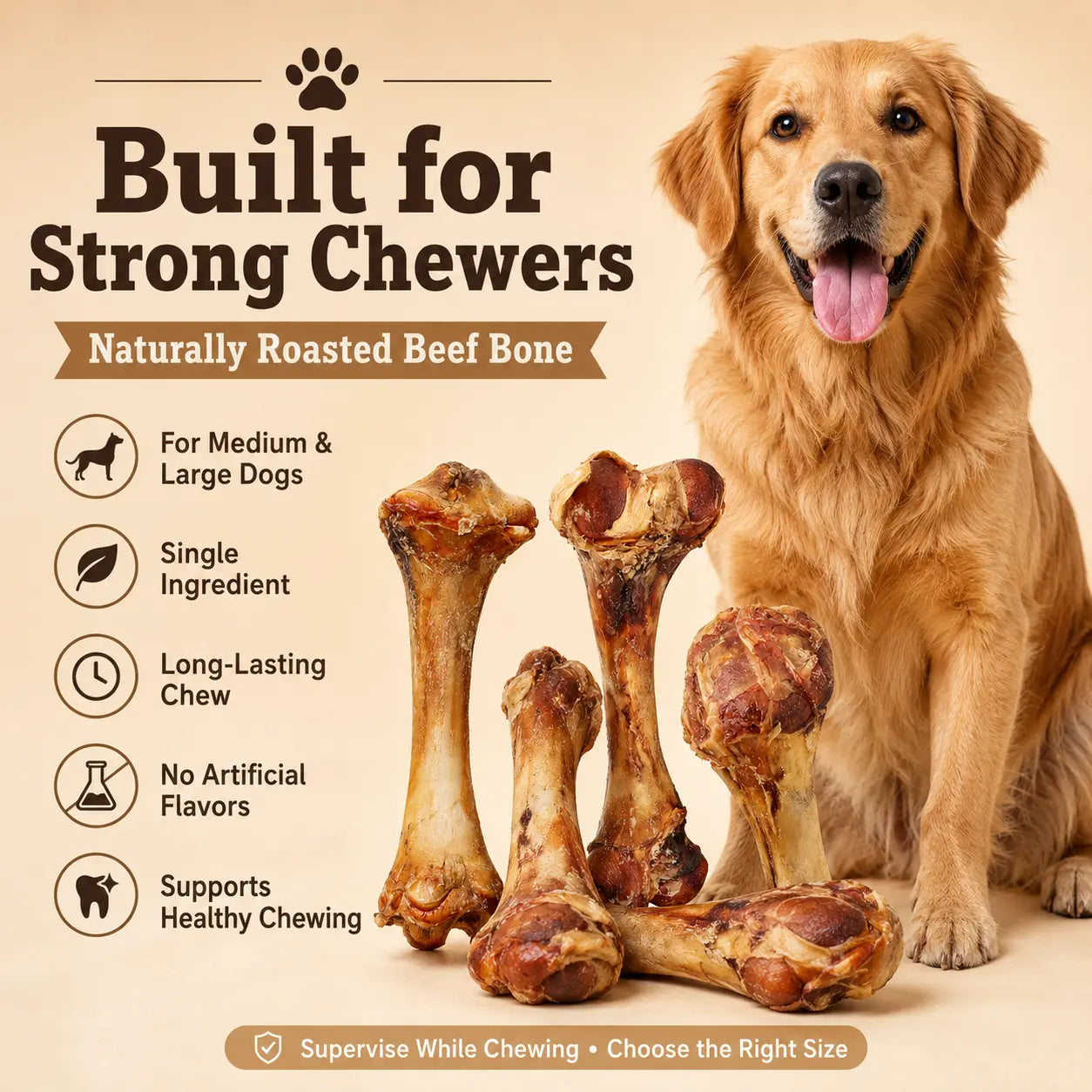 Give your pup the ultimate treat🌟 Natural Beef Bone Chew - Long-lasting, healthy, and perfect for medium & large dogs! 🐾#DogChew #HappyPup
