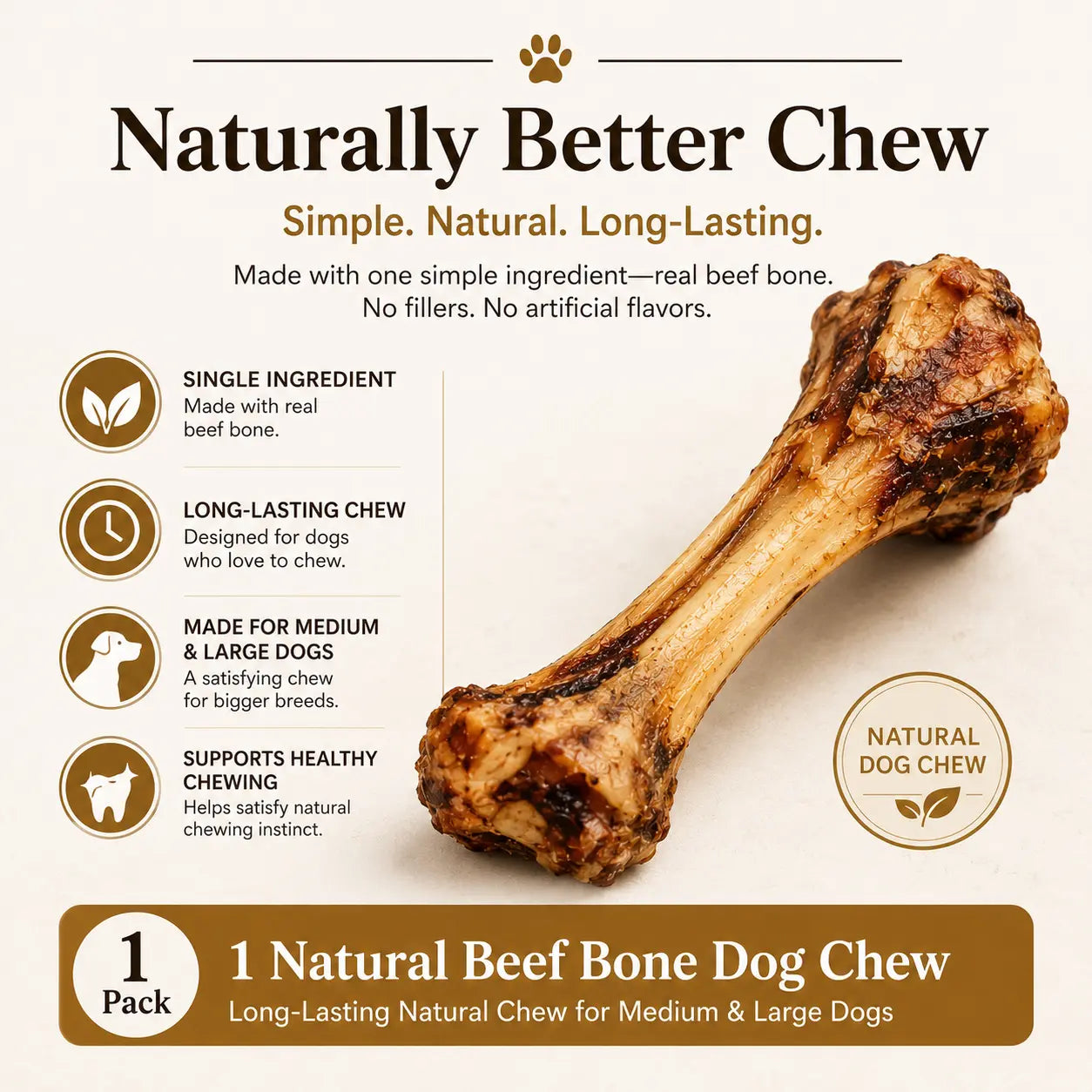 Give your pup the ultimate treat🌟 Natural Beef Bone Chew - Long-lasting, healthy, and perfect for medium & large dogs! 🐾#DogChew #HappyPup