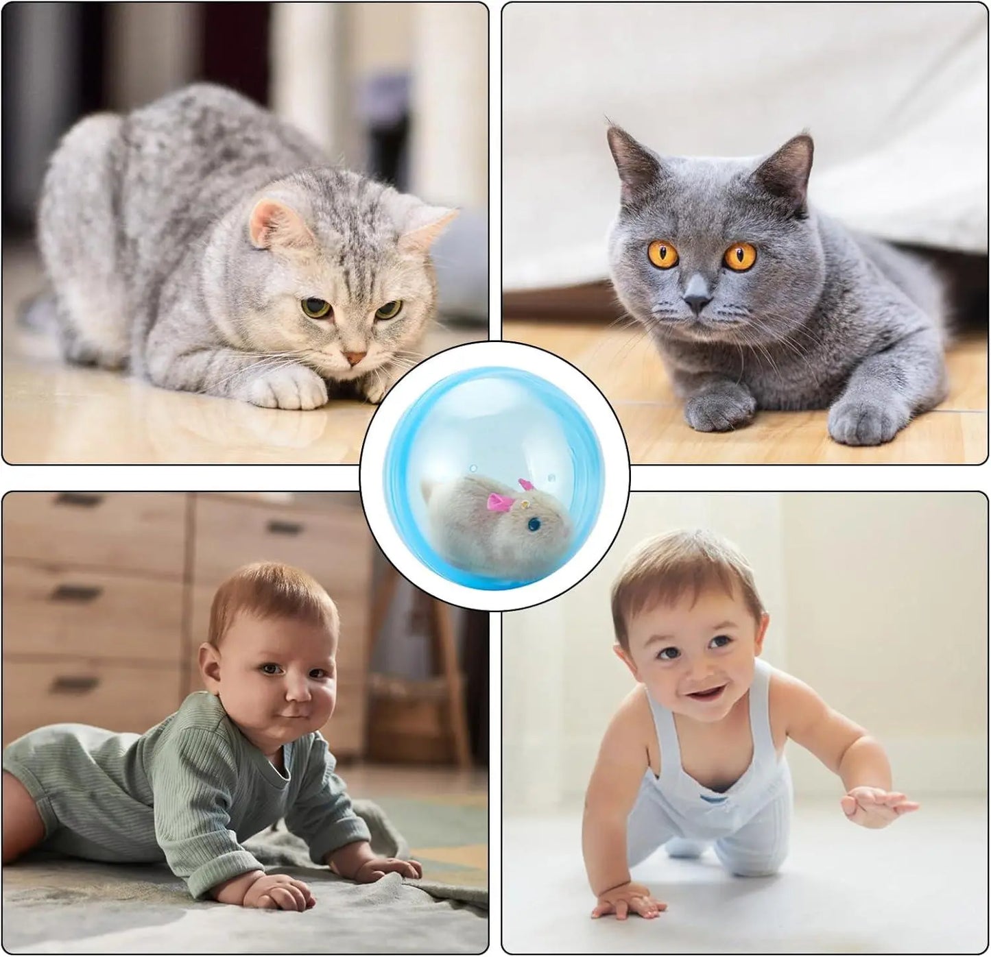 Engage Your Indoor Cat with the Ultimate Boredom Buster: USB Rechargeable Auto-Rolling Ball Toy with Mouse for Hands-Free Play