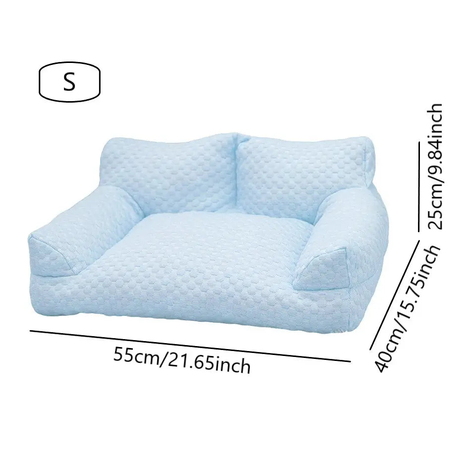 Cool Your Pets Down! 🐾🥶 Discover our Ice Bead Pet Sofa with 22℃ Cooling Fabric and Massage Bumps – the perfect chill spot for small to medium fur babies! 🌟🌈