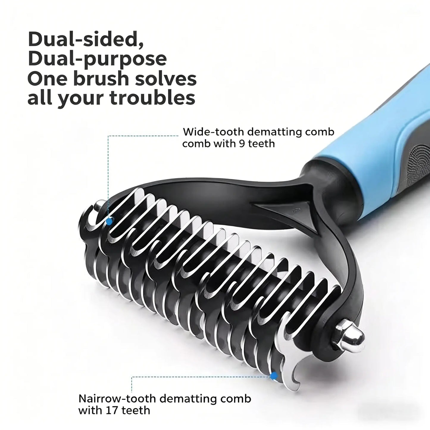 Ultimate Pet Detangling Comb & Grooming Brush - Effortless Shedding and Mat Removal for Happy, Healthy Pets