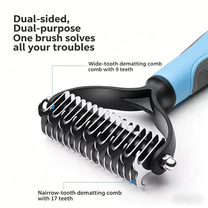 Ultimate Pet Detangling Comb & Grooming Brush - Effortless Shedding and Mat Removal for Happy, Healthy Pets