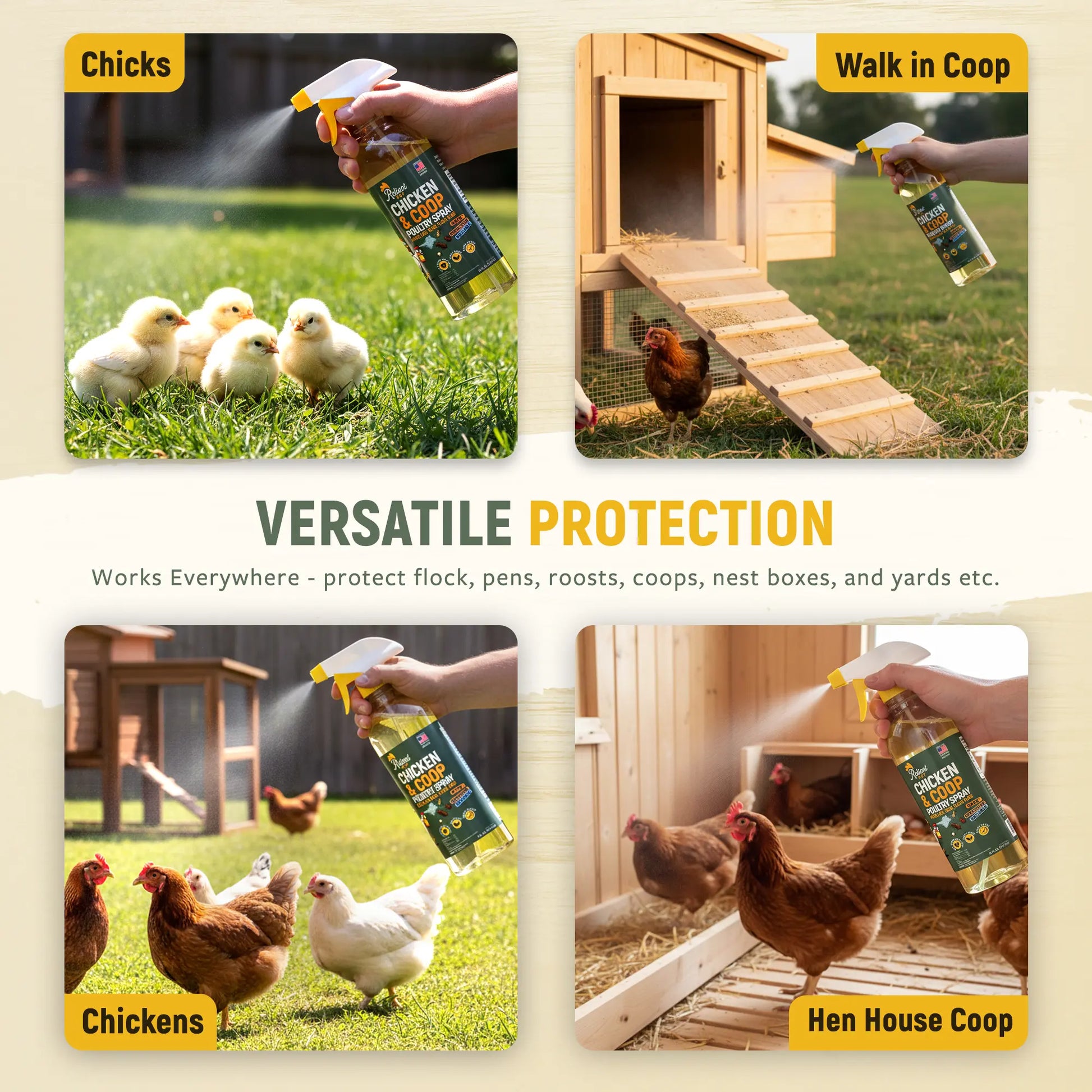 Say goodbye to pesky mites, lice, ticks, fleas, and flies with our Reliant Pet Chicken & Coop Spray! Safe for your chickens and no need to remove eggs. Grab it now during our Mother's Day & Father's Day Sale! Perfect for outdoor fun! 🐔🌼🎉