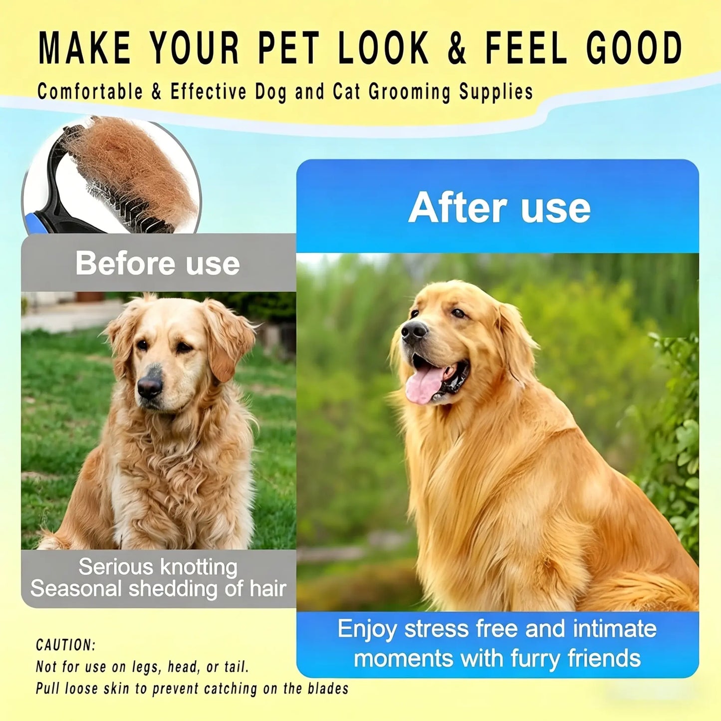 Ultimate Pet Detangling Comb & Grooming Brush - Effortless Shedding and Mat Removal for Happy, Healthy Pets
