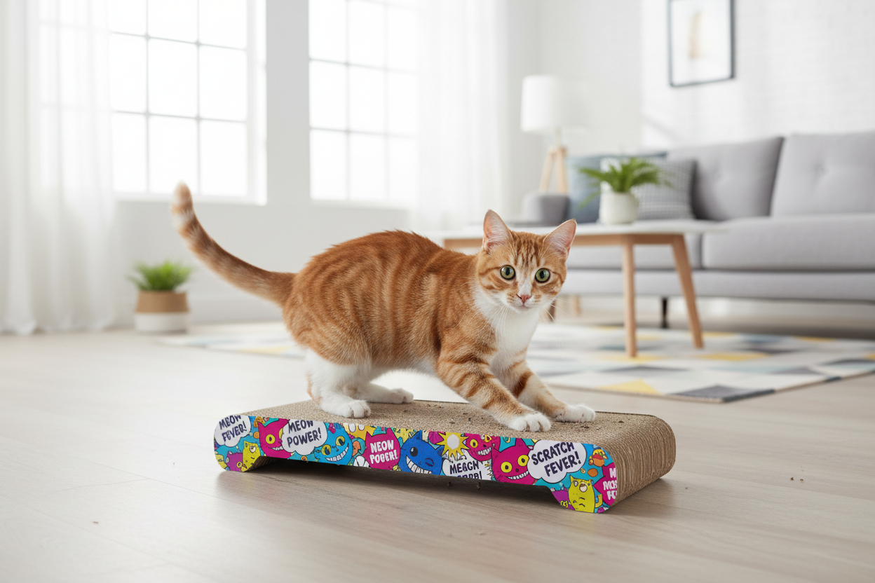Say goodbye to dull scratching! 🐾 Check out our Cartoon Print High-Strength Cat Scratching Board - the perfect spot for your feline to play and scratch safely! 🌟🐱 #CoolCatStuff #CatFurniture